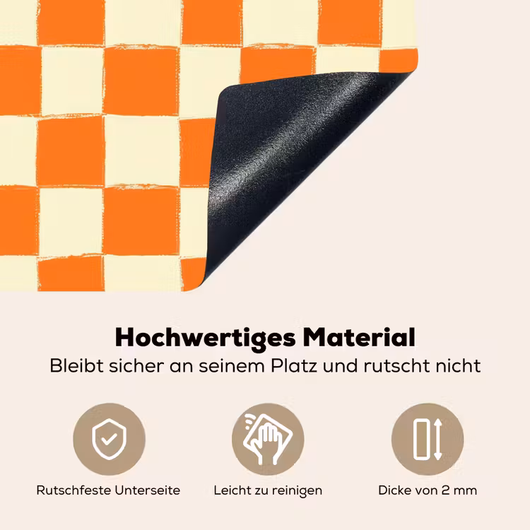 Schaak - Patroon - Oranje Inductie beschemer met haakjes klein 777 -ky-onderkant-de