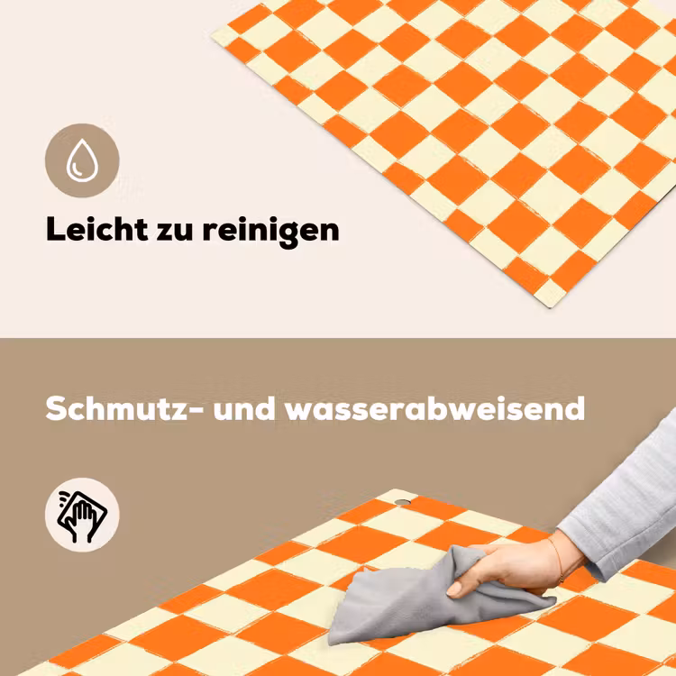 Schaak - Patroon - Oranje Inductie beschemer met haakjes klein 777 -ky-schoon-de