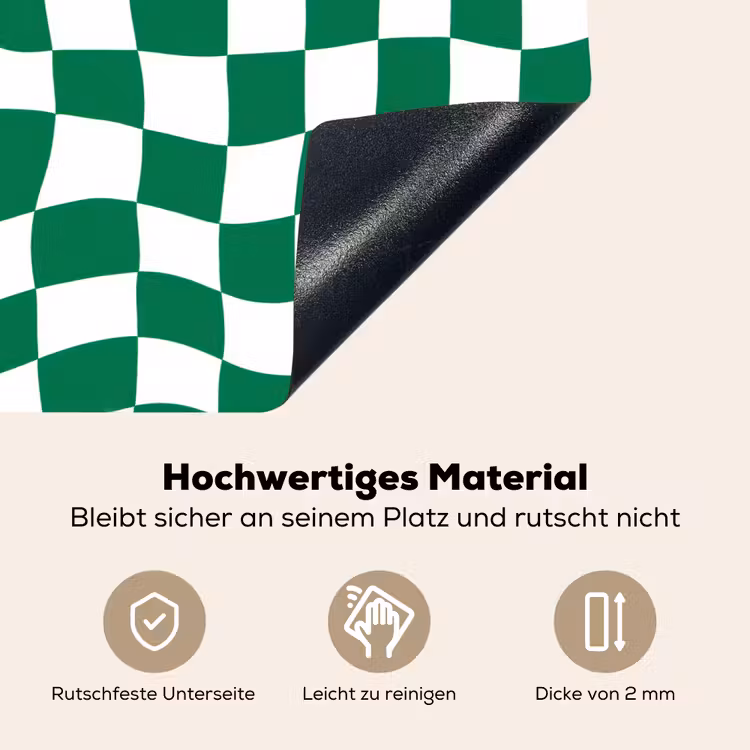 Schaakbord - Golvend - Groen Inductie beschemer met haakjes klein 777 -ky-onderkant-de