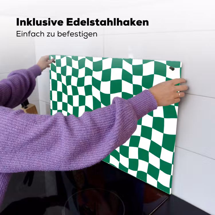 Schaakbord - Golvend - Groen Inductie beschemer met haakjes klein 777 -ky-ophangen-de