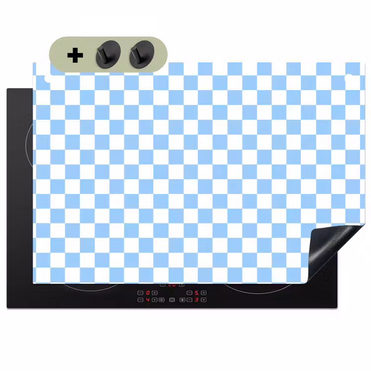 Schaakbord - Klassiek - Blauw Inductie beschemer met haakjes klein 777 -3d