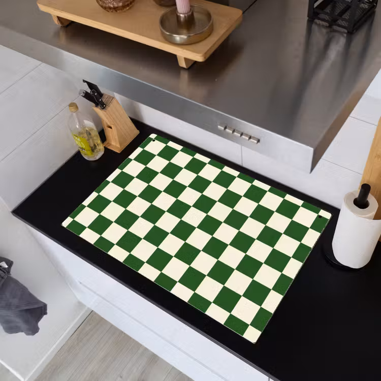 Schaakbord - Patroon - Groen Inductie beschemer met haakjes klein 777 -sfeer1