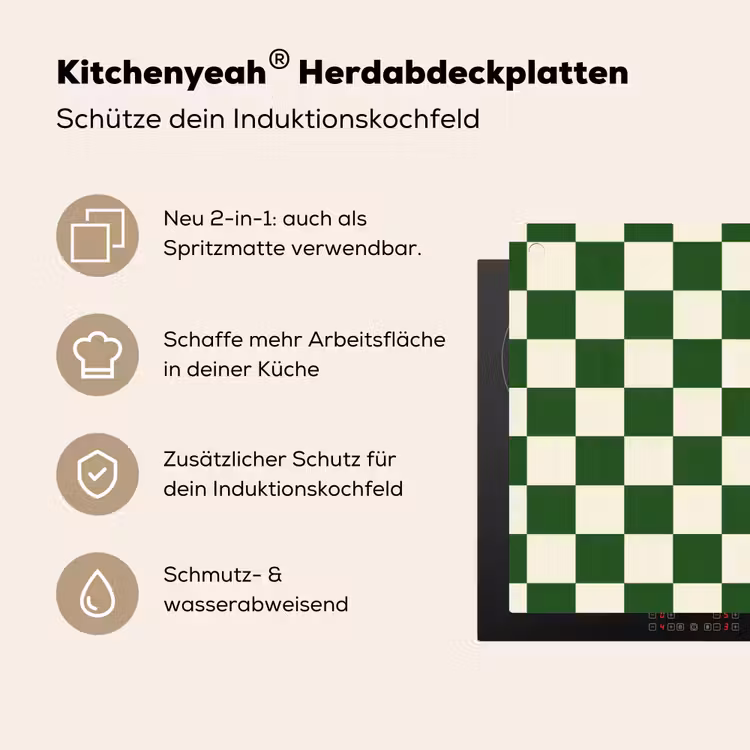 Schaakbord - Patroon - Groen Inductie beschemer met haakjes klein 777 -ky-usp-de