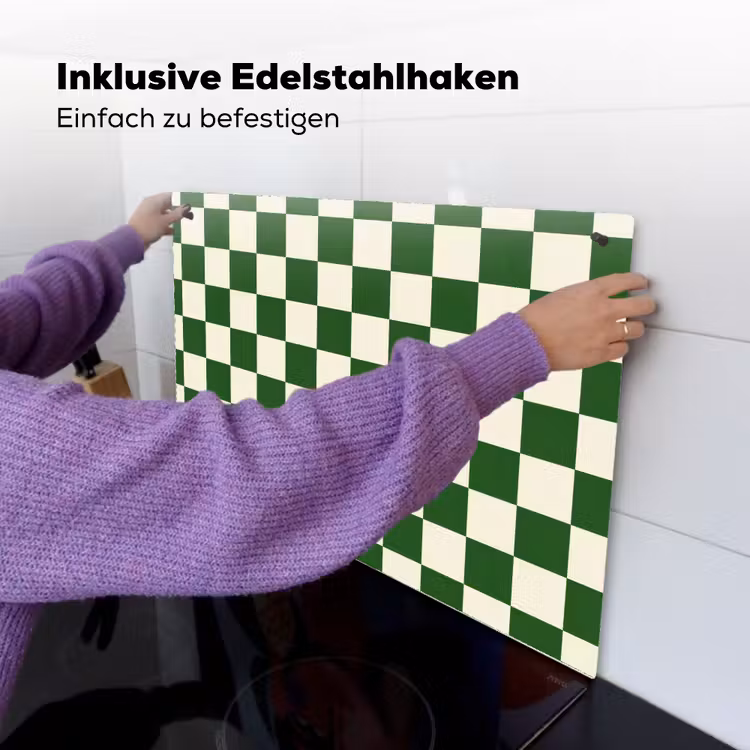 Schaakbord - Patroon - Groen Inductie beschemer met haakjes klein 777 -ky-ophangen-de