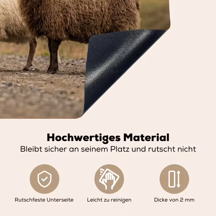 Schapen - Bruin - Wit - Grindpad Inductie beschemer met haakjes klein -ky-onderkant-de