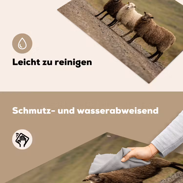 Schapen - Bruin - Wit - Grindpad Inductie beschemer met haakjes klein -ky-schoon-de