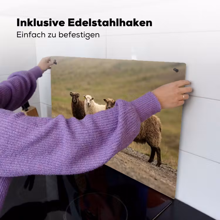 Schapen - Bruin - Wit - Grindpad Inductie beschemer met haakjes klein -ky-ophangen-de