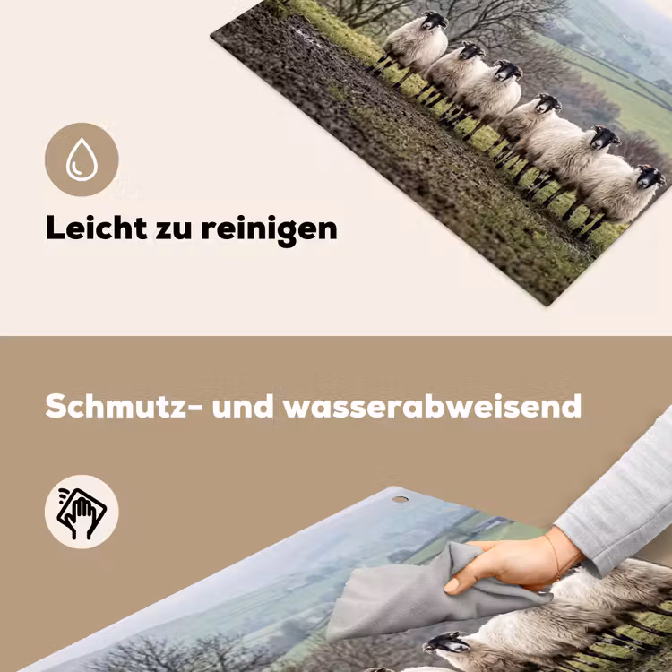 Schapen - Rij - Weide - Dieren - Platteland Inductie beschemer met haakjes klein -ky-schoon-de