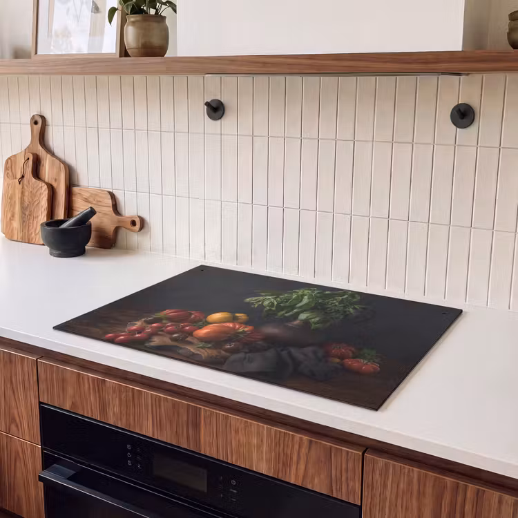 2-in-1 Herdabdeckplatte & Spritzschutz - Schatten und Aroma - Schaduw en Aroma Inductie beschemer met haakjes klein