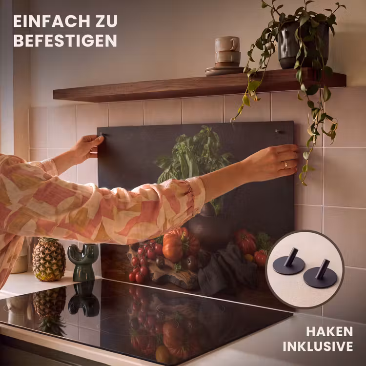 2-in-1 Herdabdeckplatte & Spritzschutz - Schatten und Aroma - Schaduw en Aroma Inductie beschemer met haakjes klein