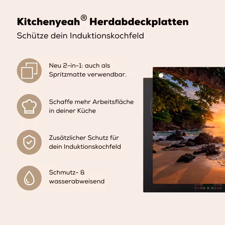 Schommel - Strand - Zonsondergang - Natuur - Oranje Inductie beschemer met haakjes klein -ky-usp-de