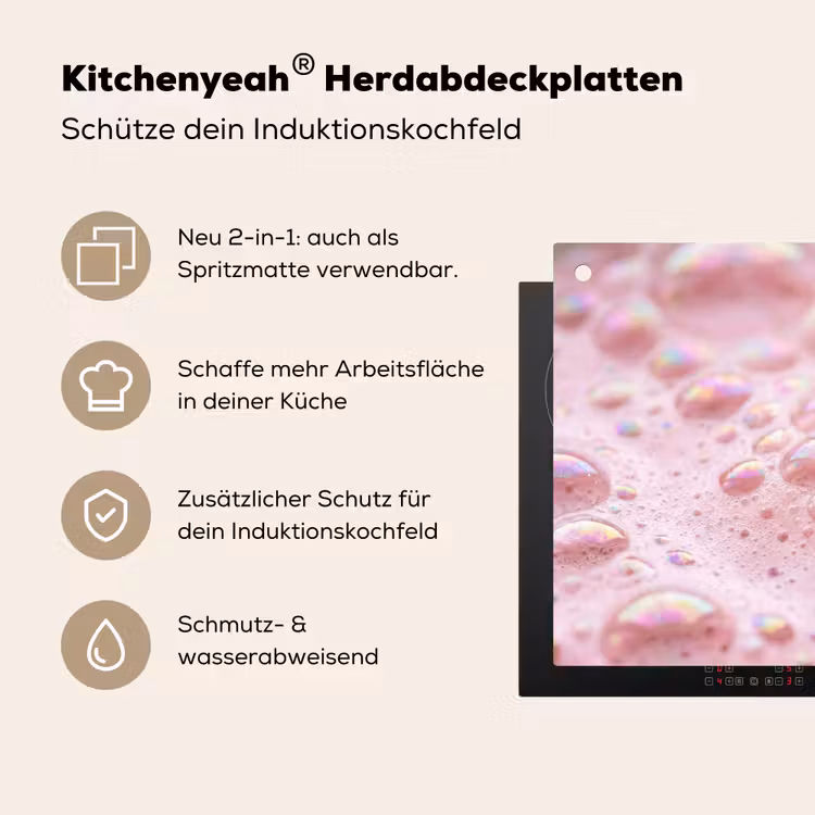 Schuim - Structuur - Roze Inductie beschemer met haakjes klein -ky-usp-de