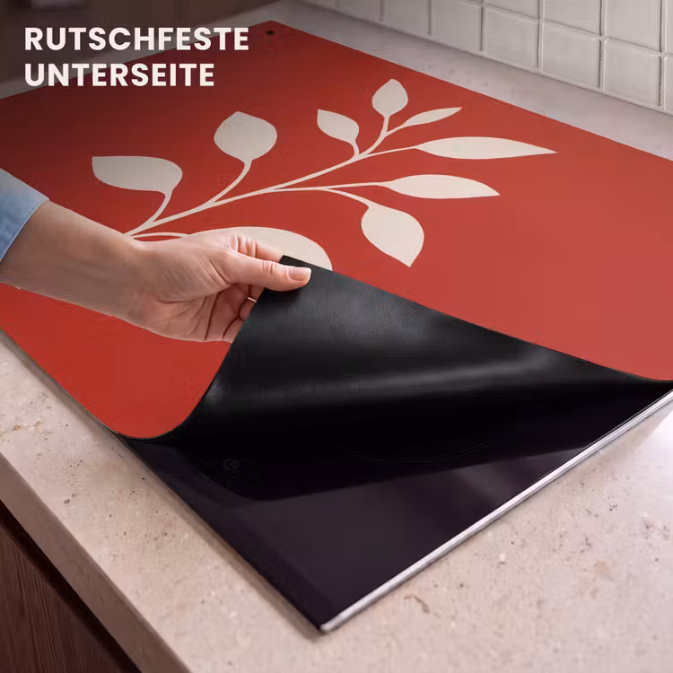 2-in-1 Herdabdeckplatte & Spritzschutz - Scherenschnitt - Blätter - Zweig - Silhouet - Bladeren - Tak Inductie beschemer met haakjes klein