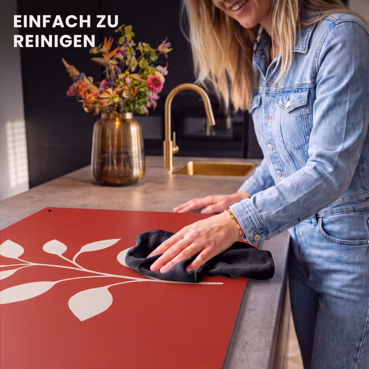 2-in-1 Herdabdeckplatte & Spritzschutz - Scherenschnitt - Blätter - Zweig - Silhouet - Bladeren - Tak Inductie beschemer met haakjes klein