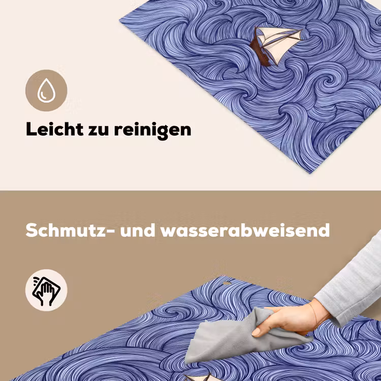 Schip - Golven - Zee - Illustratie - Blauw Inductie beschemer met haakjes klein -ky-schoon-de