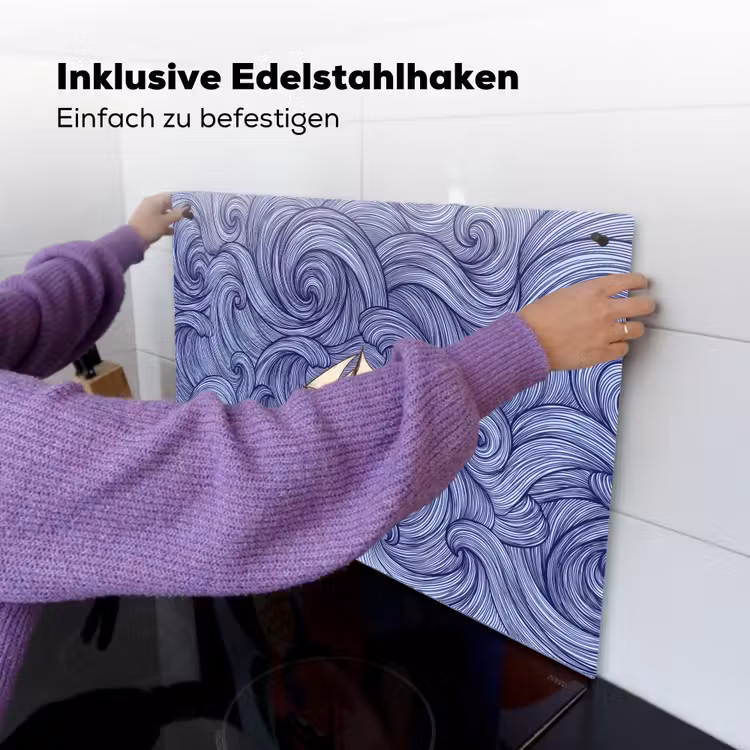 Schip - Golven - Zee - Illustratie - Blauw Inductie beschemer met haakjes klein -ky-ophangen-de