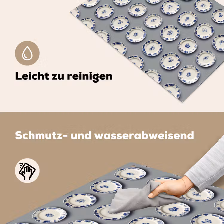 Borden - Bloemen - Blauw - Wit Inductie beschemer met haakjes klein 777 -ky-schoon-de