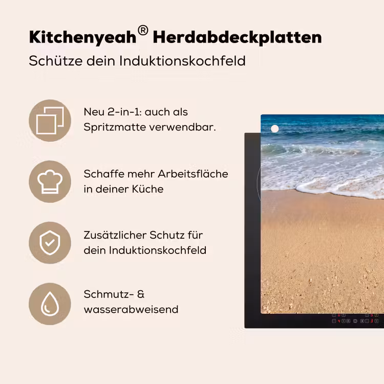 Schildpad - Jong - Strand - Oceaan - Blauw Inductie beschemer met haakjes klein -ky-usp-de