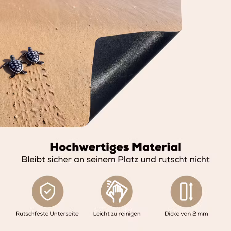 Schildpad - Jong - Strand - Oceaan - Blauw Inductie beschemer met haakjes klein -ky-onderkant-de