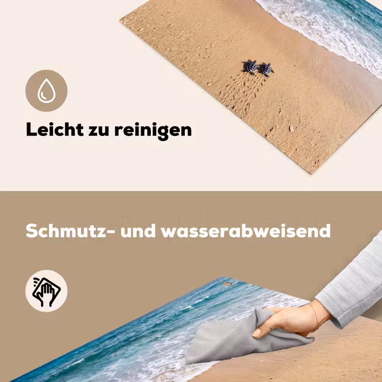 Schildpad - Jong - Strand - Oceaan - Blauw Inductie beschemer met haakjes klein -ky-schoon-de