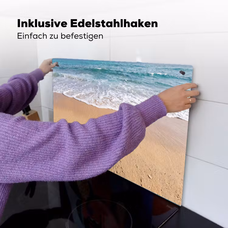 Schildpad - Jong - Strand - Oceaan - Blauw Inductie beschemer met haakjes klein -ky-ophangen-de
