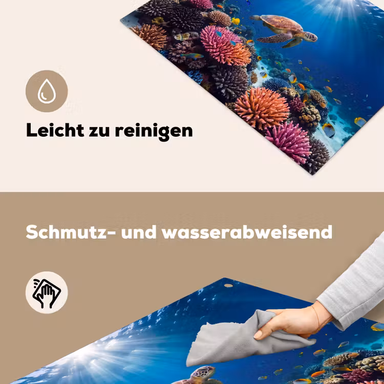Schildpad - Koraalrif - Oceaan - Dieren - Blauw Inductie beschemer met haakjes klein -ky-schoon-de