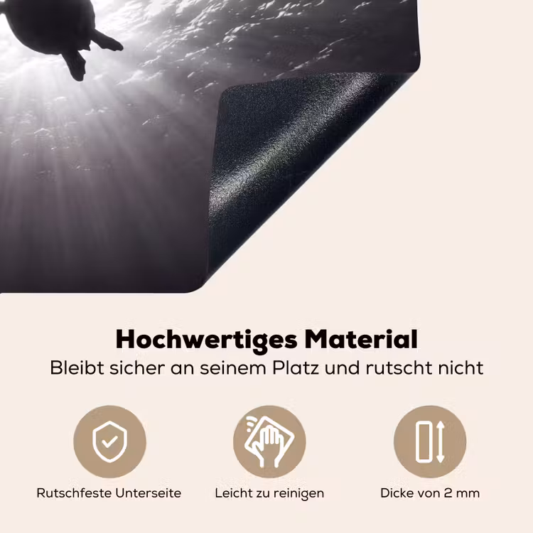 Schildpad - Onderwater - Lichtstralen - Oceaan - Zwart-wit Inductie beschemer met haakjes klein -ky-onderkant-de