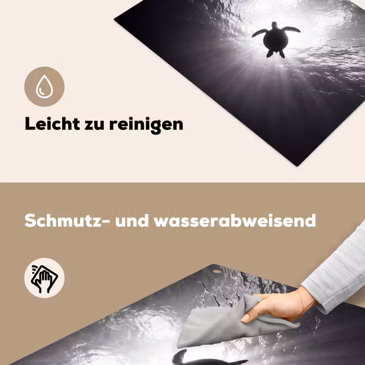 Schildpad - Onderwater - Lichtstralen - Oceaan - Zwart-wit Inductie beschemer met haakjes klein -ky-schoon-de