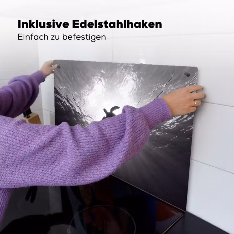 Schildpad - Onderwater - Lichtstralen - Oceaan - Zwart-wit Inductie beschemer met haakjes klein -ky-ophangen-de