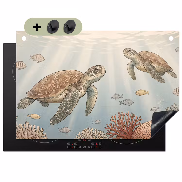 Schildpad - Onderwater - Natuur - Illustratie Inductie beschemer met haakjes klein -3d