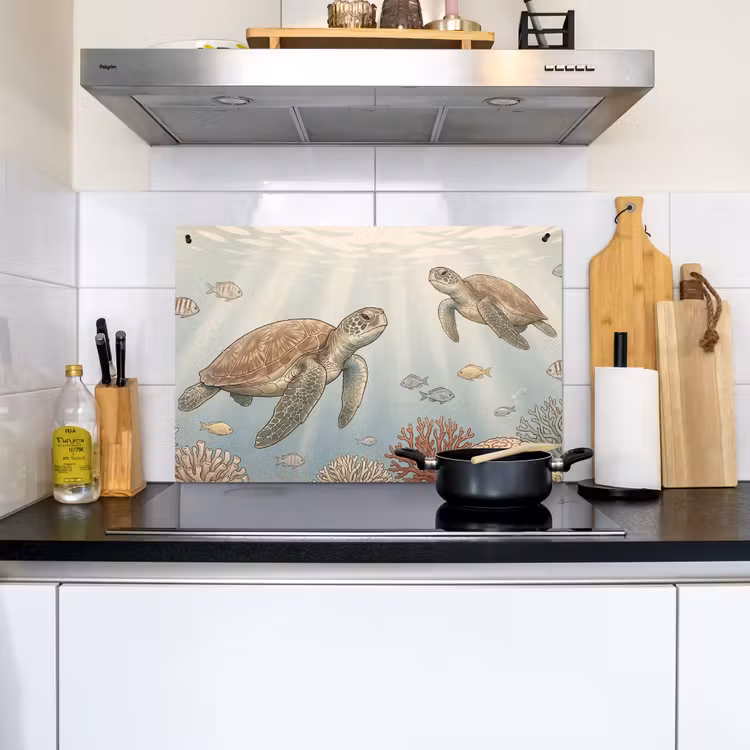 Schildpad - Onderwater - Natuur - Illustratie Inductie beschemer met haakjes klein -sfeer2