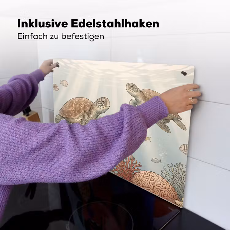 Schildpad - Onderwater - Natuur - Illustratie Inductie beschemer met haakjes klein -ky-ophangen-de