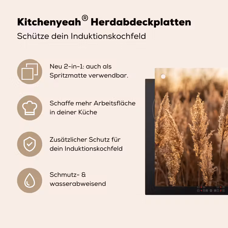 Rietpluimen - Gras - Zonsondergang - Goud - Serene Inductie beschemer met haakjes klein -ky-usp-de