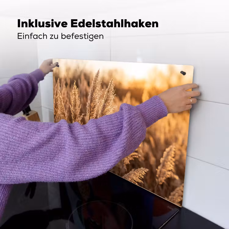 Rietpluimen - Gras - Zonsondergang - Goud - Serene Inductie beschemer met haakjes klein -ky-ophangen-de