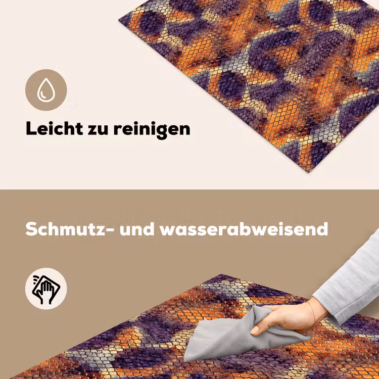 2-in-1 Herdabdeckplatte & Spritzschutz - Schlange – Bunt – Schuppen - Slang - Kleurrijk - Schubben Inductie beschemer met haakjes klein 777
