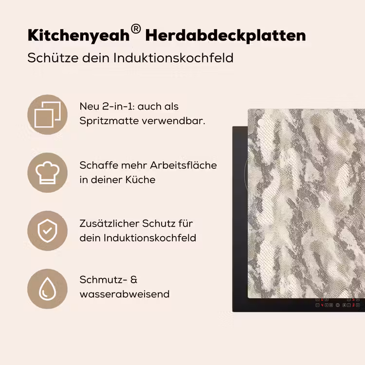 Slang - Patroon - Taupe Inductie beschemer met haakjes klein 777 -ky-usp-de