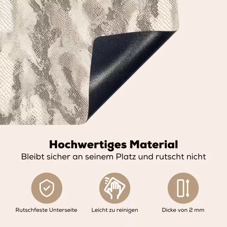 Slang - Patroon - Taupe Inductie beschemer met haakjes klein 777 -ky-onderkant-de