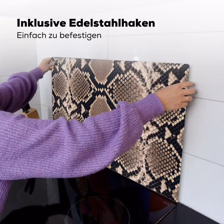 Slangenprint - Python - Bruin Inductie beschemer met haakjes klein -ky-ophangen-de