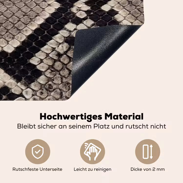 Slangenleer - Patroon - Beige Inductie beschemer met haakjes klein -ky-onderkant-de
