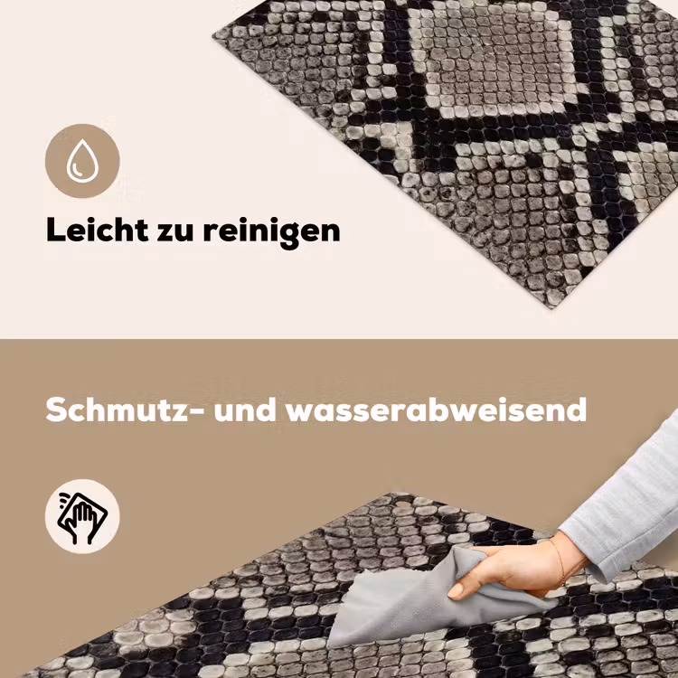 Slangenleer - Patroon - Beige Inductie beschemer met haakjes klein -ky-schoon-de