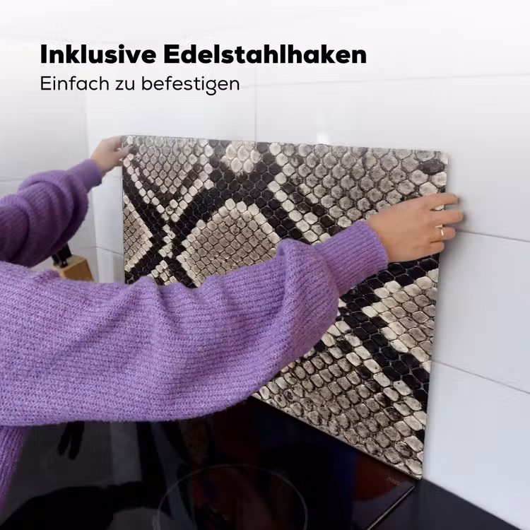 Slangenleer - Patroon - Beige Inductie beschemer met haakjes klein -ky-ophangen-de