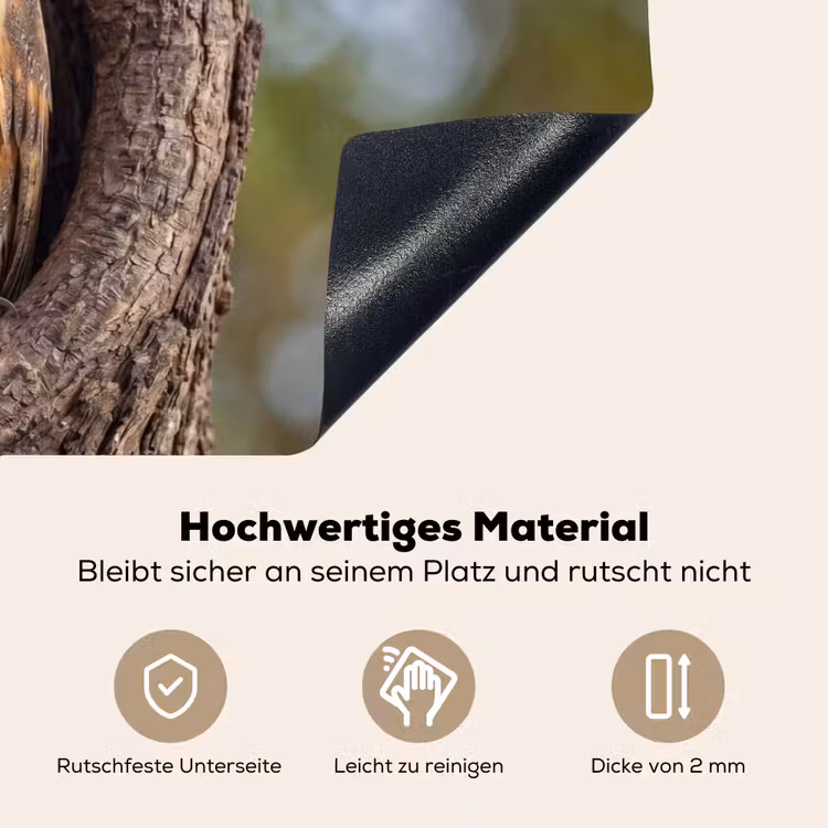 Kerkuil - Boom - Natuur - Bruin Inductie beschemer met haakjes klein -ky-onderkant-de