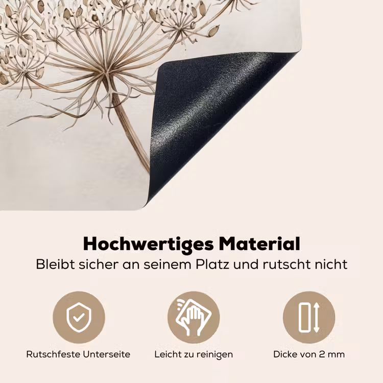Vlinder - Bloem -Natuur - Beige Inductie beschemer met haakjes klein -ky-onderkant-de
