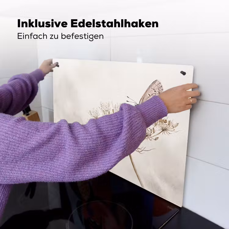 Vlinder - Bloem -Natuur - Beige Inductie beschemer met haakjes klein -ky-ophangen-de