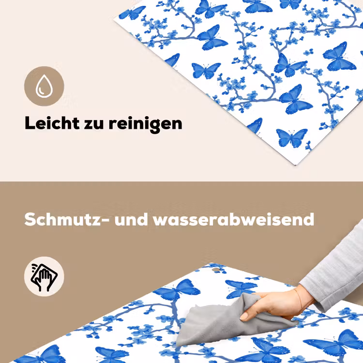 Vlinder - Bloemen - Blauw Inductie beschemer met haakjes klein 777 -ky-schoon-de