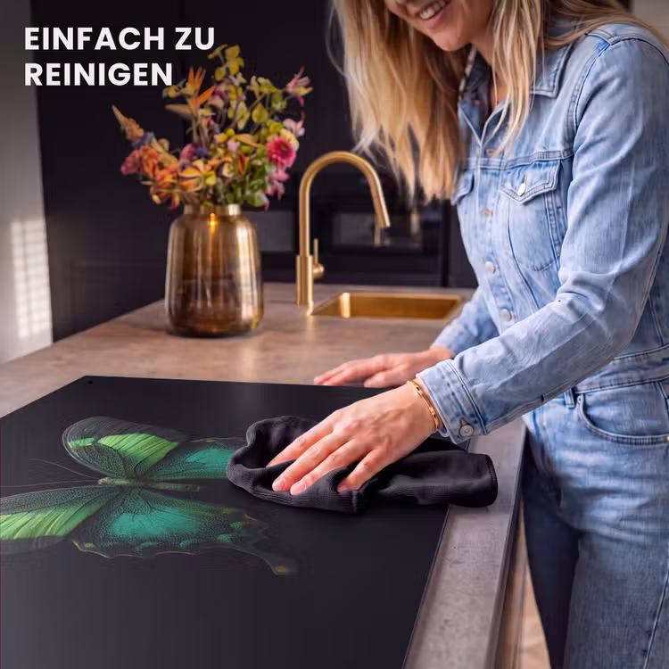 2-in-1 Herdabdeckplatte & Spritzschutz - Schmetterling - Grün - Blickfang - Vlinder - Groen - Opvallend Inductie beschemer met haakjes klein