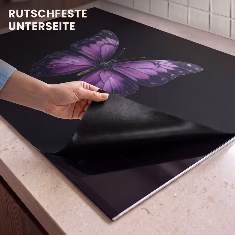 2-in-1 Herdabdeckplatte & Spritzschutz - Schmetterling - Lila - Lebendig - Vlinder - Paars - Levendig Inductie beschemer met haakjes klein