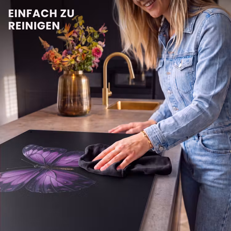 2-in-1 Herdabdeckplatte & Spritzschutz - Schmetterling - Lila - Lebendig - Vlinder - Paars - Levendig Inductie beschemer met haakjes klein