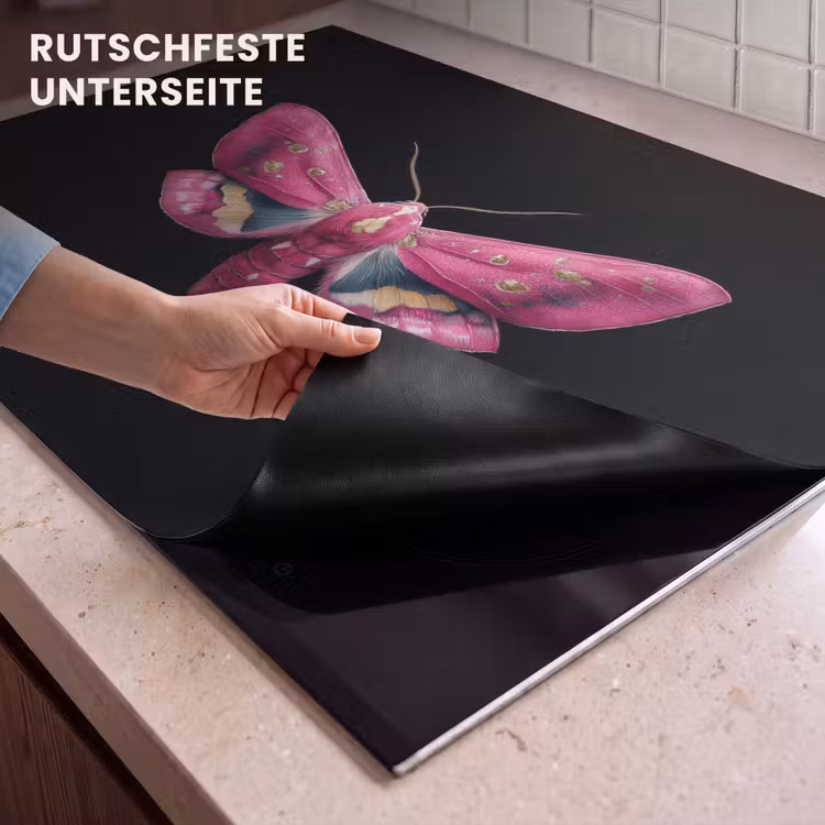 2-in-1 Herdabdeckplatte & Spritzschutz - Schmetterling - Rosa - Motte - Vlinder - Roze - Nachtvlinder Inductie beschemer met haakjes klein