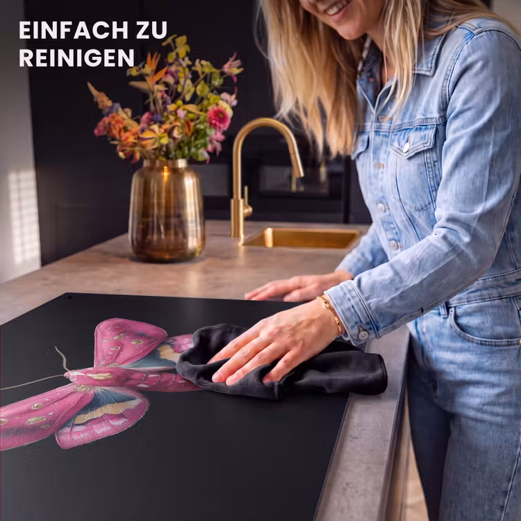2-in-1 Herdabdeckplatte & Spritzschutz - Schmetterling - Rosa - Motte - Vlinder - Roze - Nachtvlinder Inductie beschemer met haakjes klein